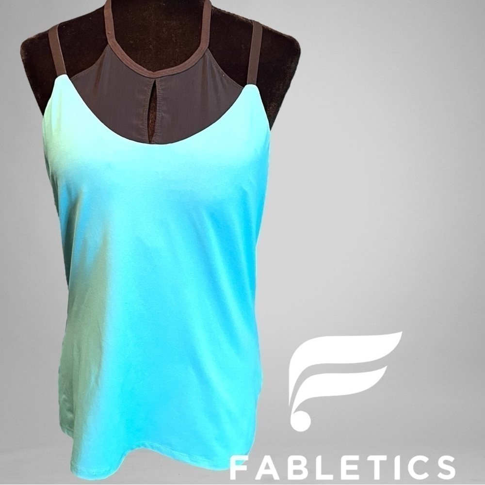 Demi Lovato By Fabletics Womens  High Neck Mesh Work Out Top Strappy Back Teal